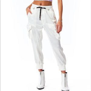 CARMAR Los Angeles - White satin cargo pants